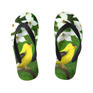Goldfinch Painting - Cute Original Dog Art Kid's Thongs
