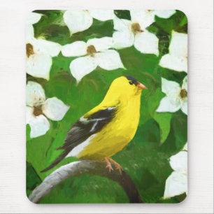 Goldfinch Painting - Cute Original Dog Art Mouse Pad