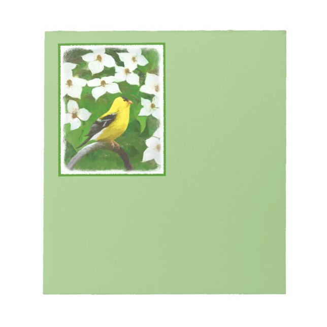 Goldfinch Painting - Cute Original Dog Art Notepad (Front)