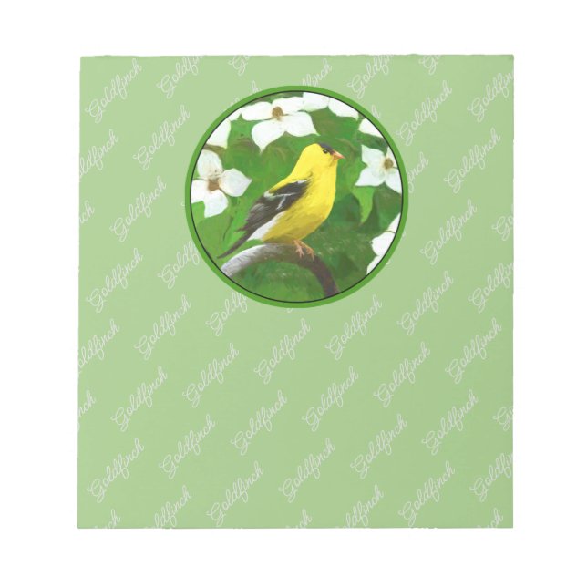 Goldfinch Painting - Cute Original Dog Art Notepad (Front)