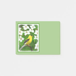 Goldfinch Painting - Cute Original Dog Art Post-it Notes
