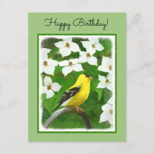 Goldfinch Painting - Cute Original Dog Art Postcard