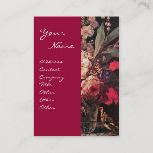 GOLDFINCH,PINK ROSES AND BUTTERFLY BUSINESS CARD
