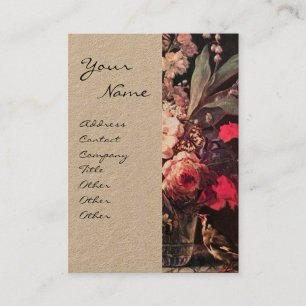 GOLDFINCH,PINK ROSES AND BUTTERFLY Kraft Paper Business Card