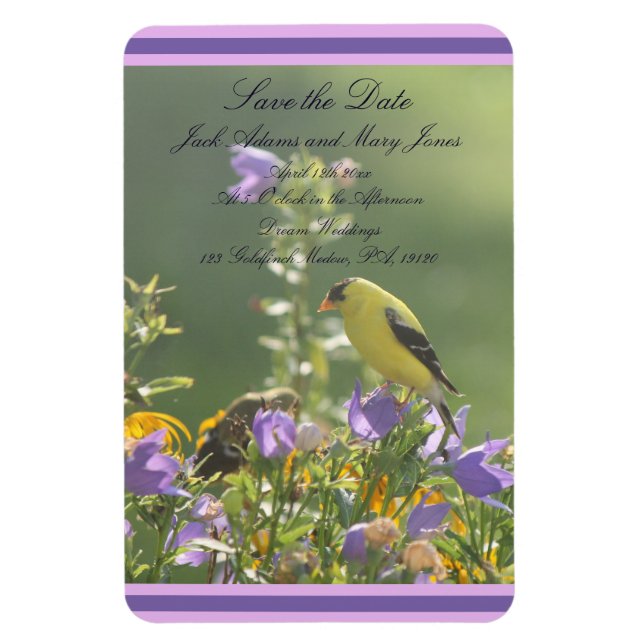 Goldfinch Spring Garden Wedding Magnet (Vertical)