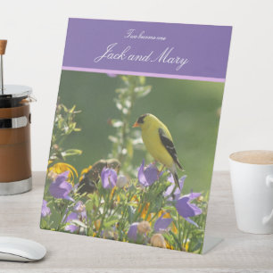 Goldfinch Spring Garden Wedding Pedestal Sign