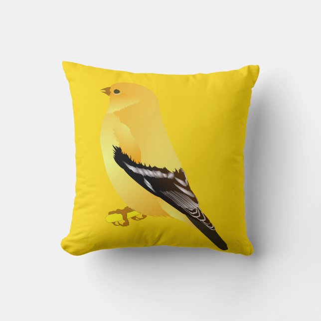 Goldfinch Yellow Bird Throw Pillow (Front)