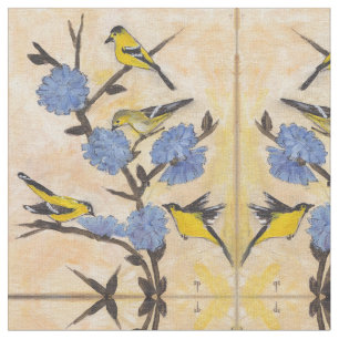 Goldfinches and Chicory. Fabric