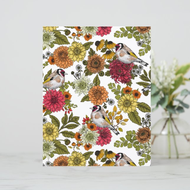 Goldfinches and flowers (Standing Front)