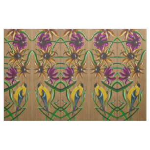 Goldfinches and Flowers Fabric
