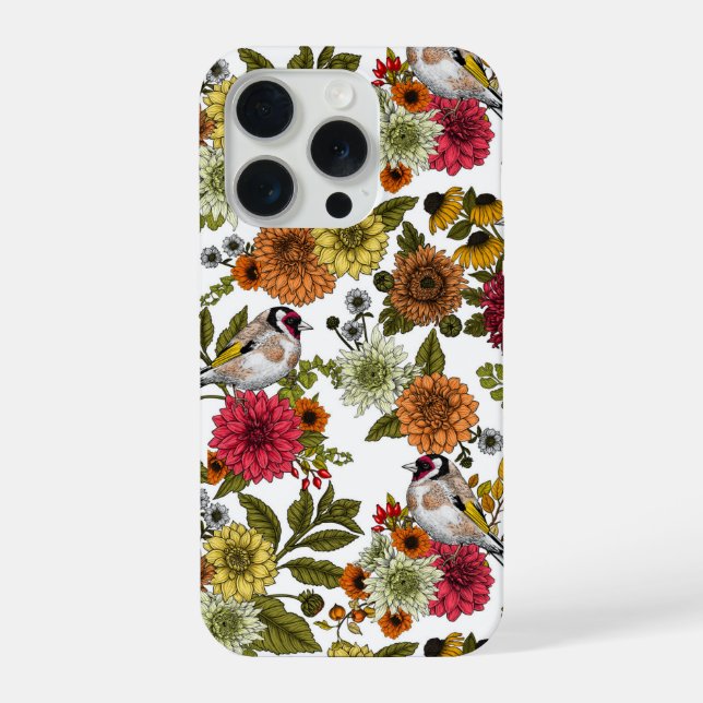 Goldfinches and flowers iPhone case (Back)