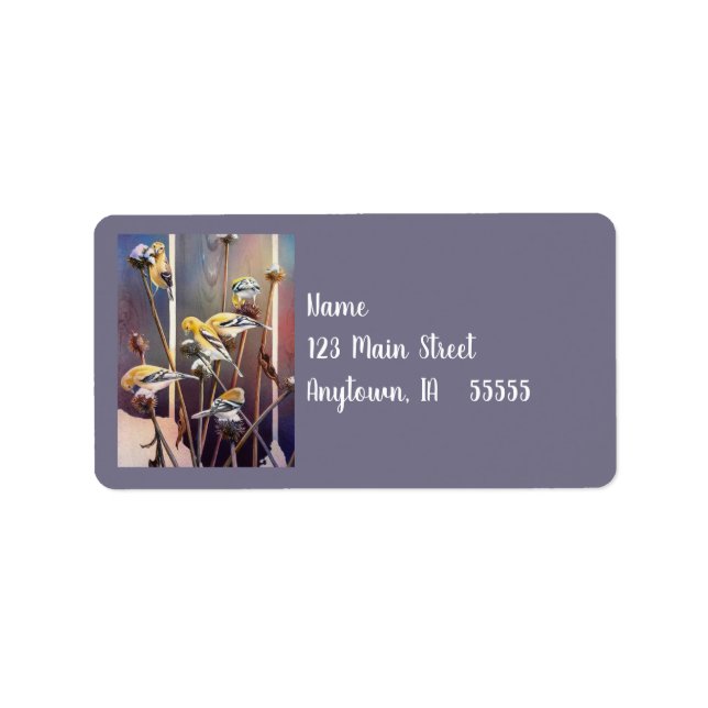 Goldfinches & Dried Coneflower Watercolor Art Label (Front)