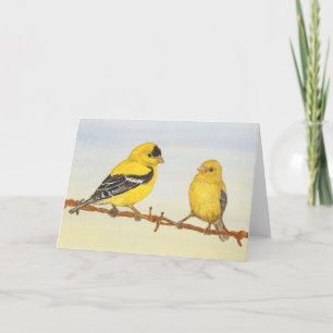 Goldfinches in love card