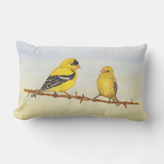 Goldfinches in Love Lumbar Cushion (Front)