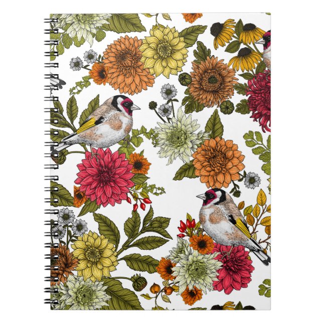 Goldfinches in the garden   notebook (Front)