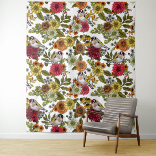 Goldfinches in the garden tapestry