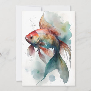 Goldfish 2 In Watercolors Holiday Card