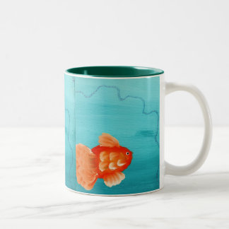 GOLDFISH A SWIMMING, GOLDFISH A SWIMMING, GOLDF... Two-Tone COFFEE MUG
