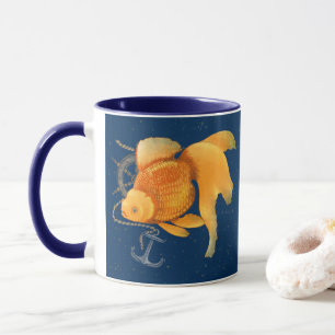 Goldfish Anchor Ship Wheel Nautical Mug