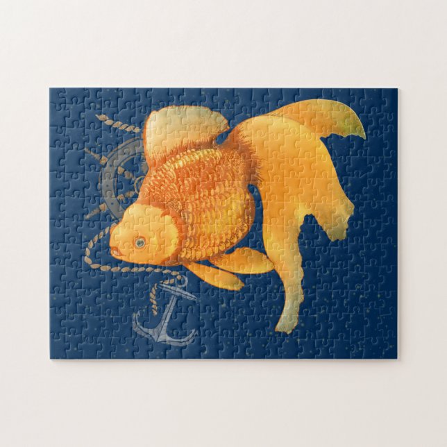 Goldfish Anchor Ship Wheel Nautical Puzzle (Horizontal)