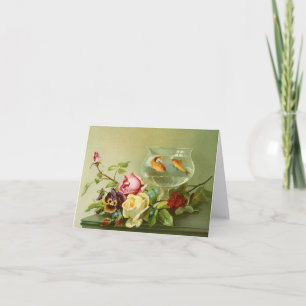 Goldfish and Flowers Customisable Notecard
