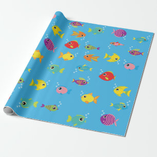 Goldfish Aquarium Cute 1st Birthday Wrapping Paper