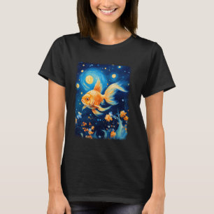 Goldfish Aquarium Fish Starry Night Painting T-Shirt