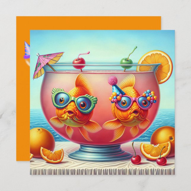 Goldfish Birthday Party Invitation (Front/Back)