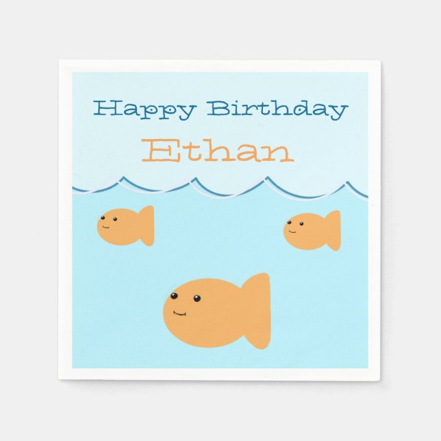 Goldfish Birthday Party Personalised Napkins (Front)