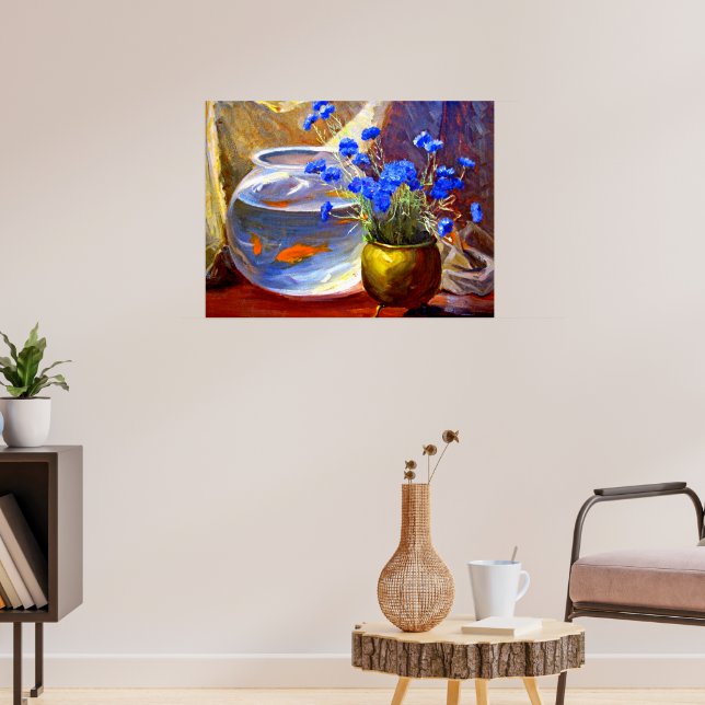 Goldfish Bowl and Flowers Poster (Living Room 3)