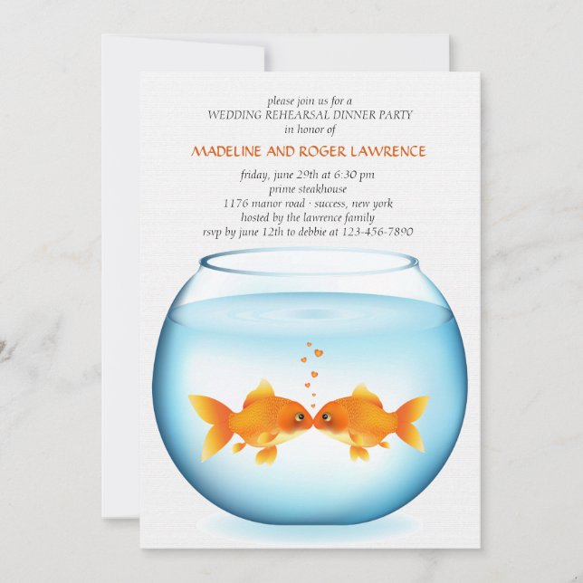 Goldfish Bowl Wedding Rehearsal Dinner Invitation (Front)