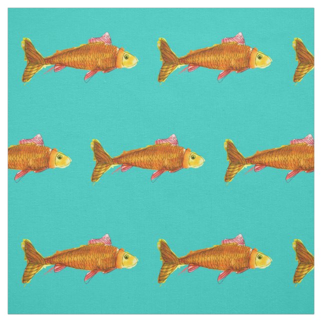 Goldfish comet fish art pop art fabric (Swatch)