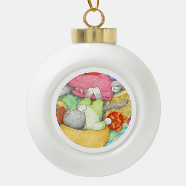 GOLDFISH CRACKERS KITTY Ceramic Ball Ornament (Front)