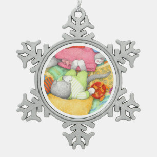 GOLDFISH CRACKERS KITTY Pewter Snowflake Ornament