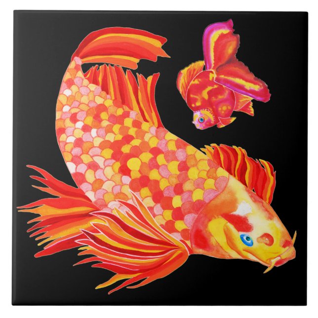 Goldfish design decorative tile (Front)
