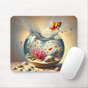 Goldfish Escaping the Fishbowl Mouse Pad