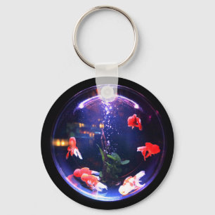 Goldfish in a fish bowl aquarium key ring