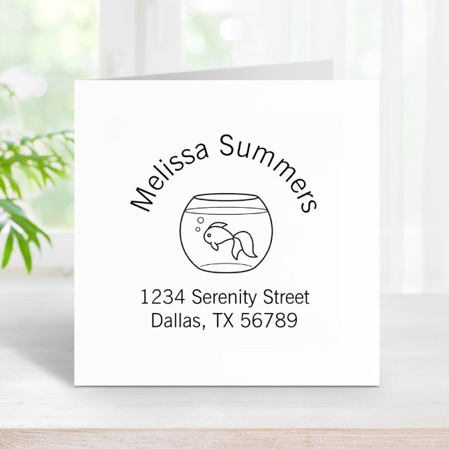 Goldfish in a Fish Bowl Arch Address Rubber Stamp (Creator Uploaded)