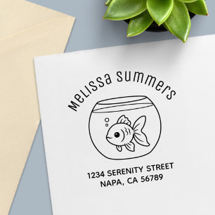 Goldfish in a Fish Bowl Arch Address Self-inking Stamp