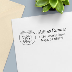 Goldfish in a Fish Tank Address Self-inking Stamp