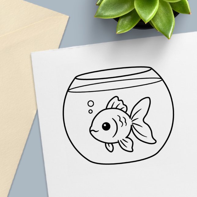 Goldfish in a Fish Tank Self-inking Stamp (Creator Uploaded)
