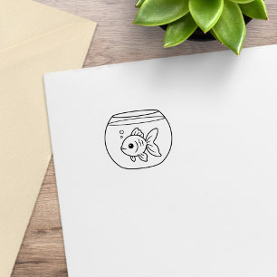 Goldfish in a Fishbowl 1x1 Rubber Stamp