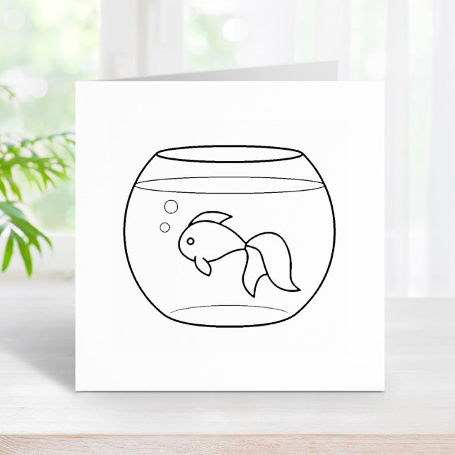 Goldfish in a Fishbowl Colour Me Rubber Stamp (Creator Uploaded)
