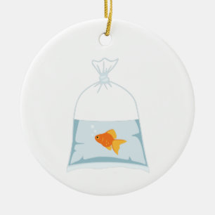 Goldfish In Bag Ceramic Ornament