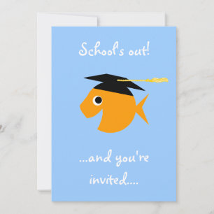 Goldfish in Graduation Cap Poolside Grad Party Invitation
