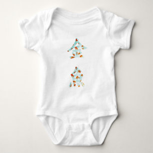 Goldfish in "Kingyo" Chinese characters (blue) Baby Bodysuit