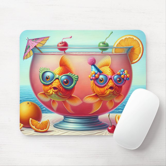 Goldfish In Party Punch Bowl Mouse Pad (With Mouse)