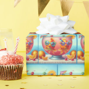 Goldfish In Party Punch Bowl Wrapping Paper