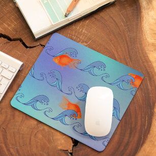 Goldfish In The Waves Mouse Pad