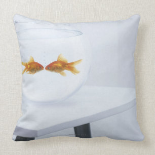 Goldfish kissing in fishbowl cushion